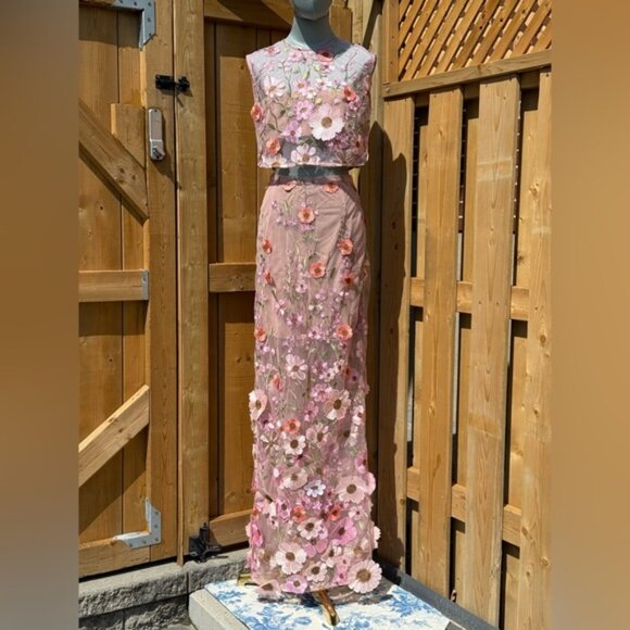 🆕 BRONX & BANCO 🧿 NWOT Jasmine Pastel Pink Multi Two Piece Set, Sz L / US 8 - Picture 3 of 16